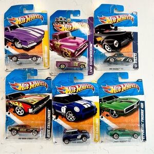 Hot Wheels Die-Cast Car Pack - Purple, Pink, Black, Blue, Green